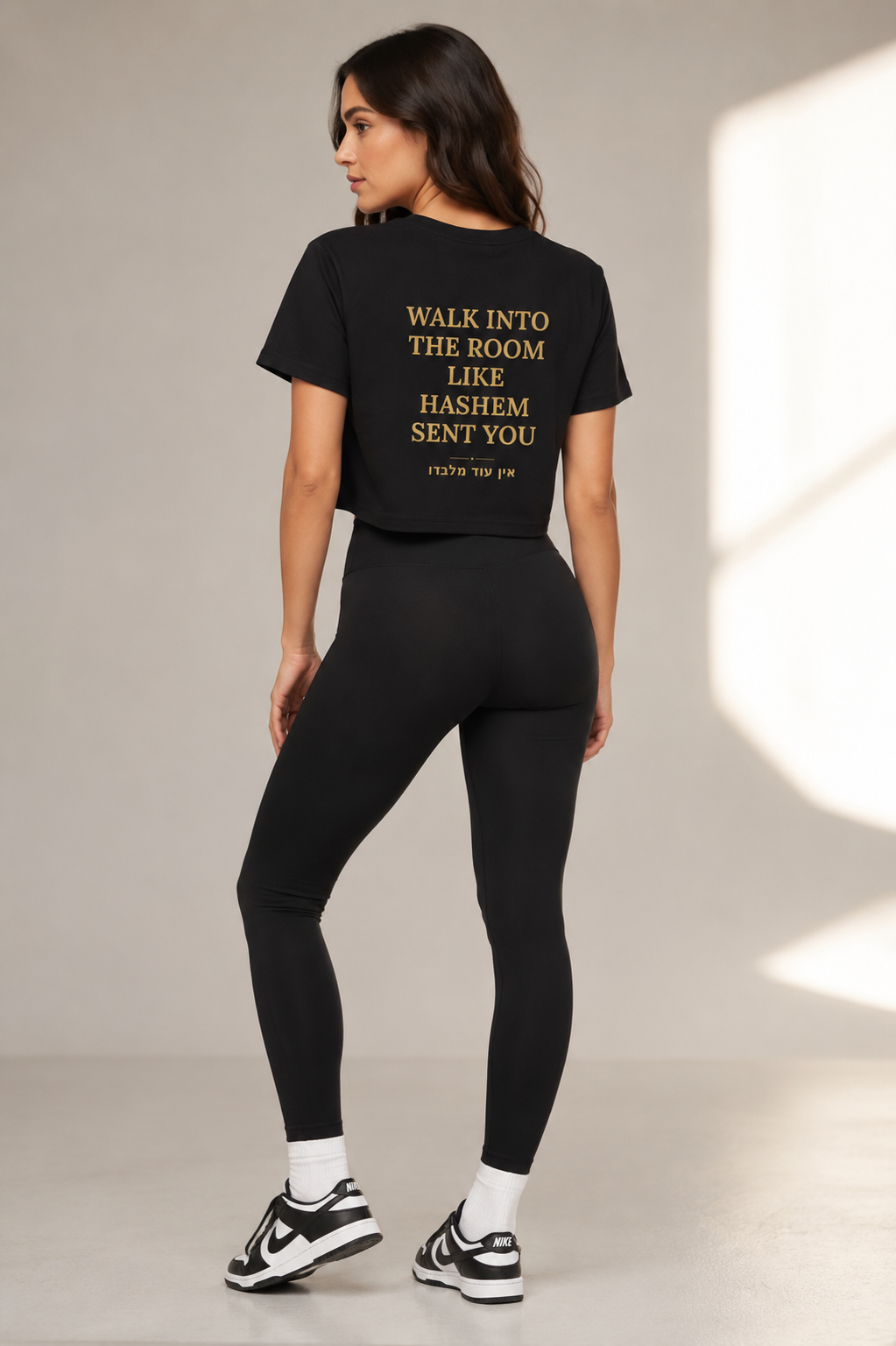 Crop Tee — “Walk Into The Room Like Hashem Sent You” Inspirational Jewish Crop Top